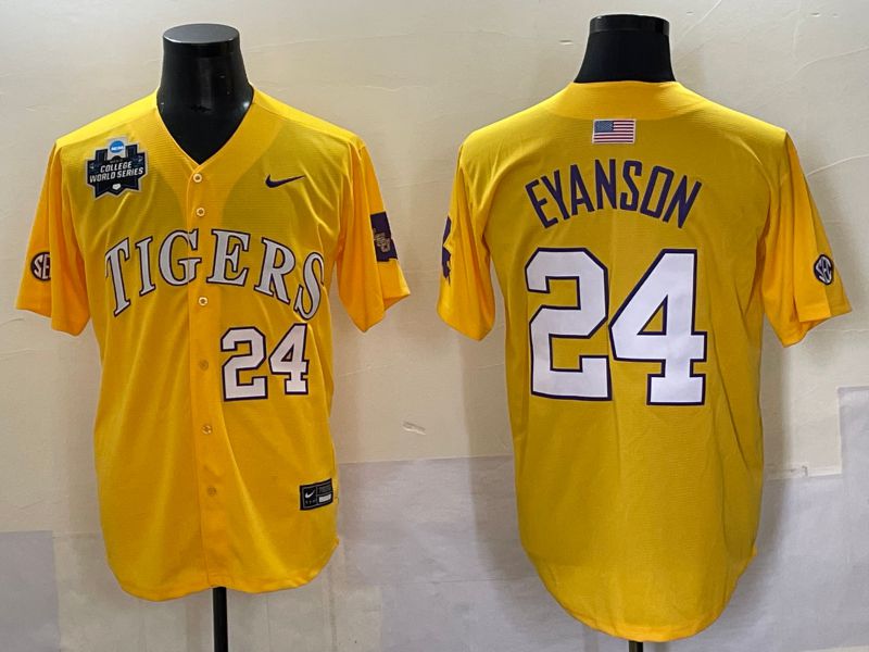 Men 2025 LSU Tigers #24 Eyanson Yellow Joint Name Nike NCAA Jersey style 7->ncaa teams->NCAA Jersey